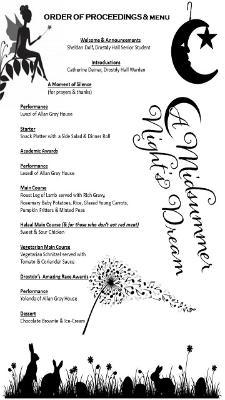 Welcome Dinner Menu and Programme